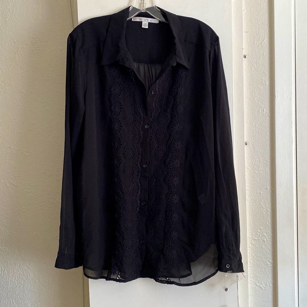 Lauren Conrad sexy black blouse